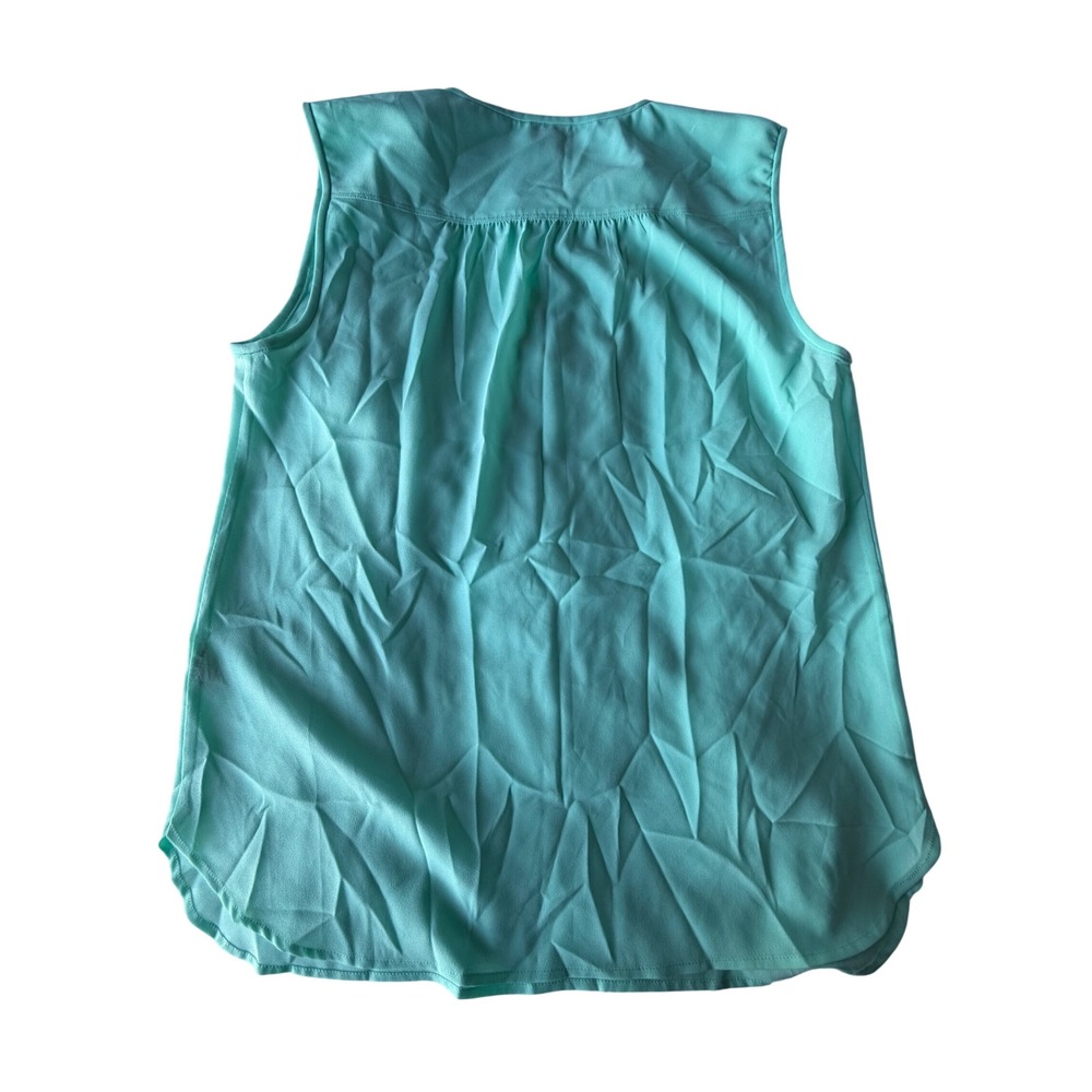 J.Crew Womens Mint Green Sleeveless Split Neck Pleated Blouse Top E4992 Size S - Picture 2 of 8